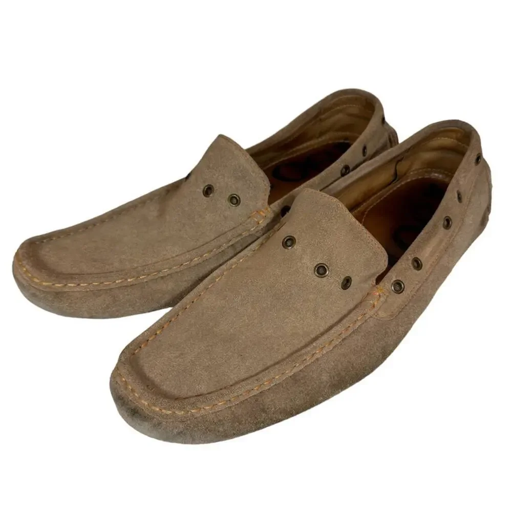 Nordstrom 1901 Sz: 14 Tan Suede Low Top Slip On Driving Moccasin Loafers M05711